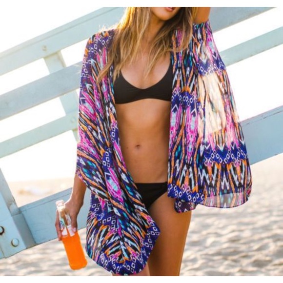 Open Multicolour Beach Cover Up - Picture 4 of 5